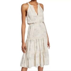 Anthropologie Love Sam Lucy in the Sky tiered beaded Dress Cream Pink Small